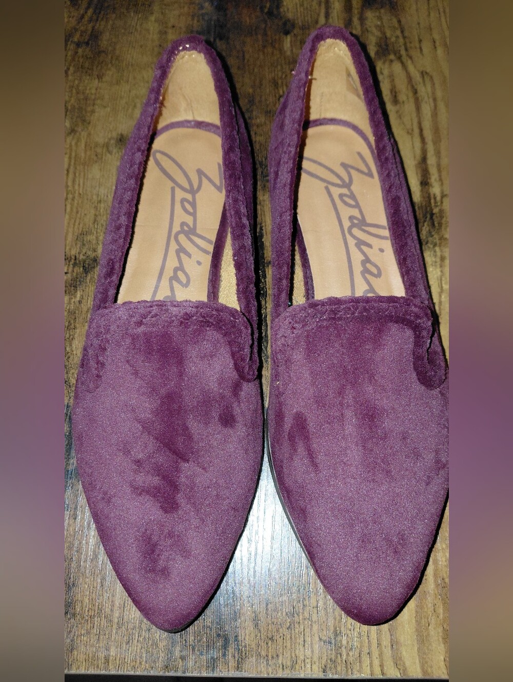 Zodiac Plum Suede Pointed-Toe Flats